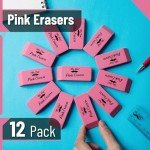 Mr. Pen Pink Pencil Erasers, Large, Pack of 12, Back to School Supplies