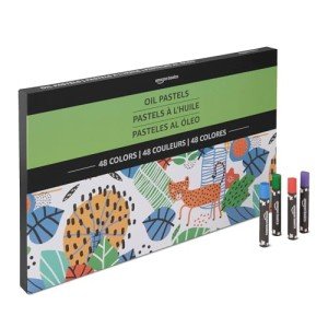 Amazon Basics Soft Oil Pastels Set for Artists, Beginners, Students, Teachers, 48 colors