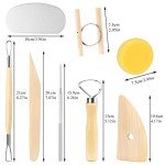8 Pieces Wooden Pottery Sculpting Clay Cleaning Tool Set, Includes Clay Cutting, Modeling, Trimming Tools, for Beginner Level Pottery and Smoothing, Cleaning, Carving, Shaping and Sculpting