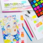 KALOUR Watercolor Pencils,50 Colors, Blendable Wet or Dry, Ideal for Coloring Books and Art