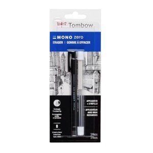 Tombow 57317 Mono Zero Eraser Value Pack, Rectangle 2.5mm. Precision Tip Pen-Style Eraser with Refill
