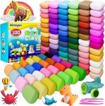 Ixiaoyoo Air Dry Clay, 100 Colors Modelling Clay for Kids, Ultra Light, Soft & Non-Sticky, Modeling Toys with Sculpting Tools, Birthday&Christmas Gifts for Age 3 4 5 6 7 8+ Years Old Boys Girls Kids