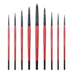 Transon Round Paint Brush Set 9pcs Synthetic Sable Hair for Acrylic Painting Watercolor Painting Gouache Ink Craft and Detail Painting