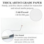 Watercolor Paper Pad, Watercolor Pad 9x12”, 300 GSM/ 140 lb Watercolor Paper, 16 Sheets Cold Press, Perfect for Most Wet & Dry Media, Water Color Paper for Kids, Artists & Professionals.