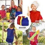BAHABY 4-Piece Kids Art Smocks - Waterproof Painting Aprons with Pockets, 3-8 Years, 4 Colors