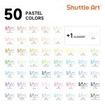 Shuttle Art Pastel Alcohol Markers Brush tip, Dual Tip Brush & Fine Tip Art Marker Set, 50 Colors plus 1 Blender Marker Pens with Case Perfect for Illustration Kids Students Adults Coloring Sketching