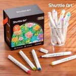 Shuttle Art Pastel Alcohol Markers Brush tip, Dual Tip Brush & Fine Tip Art Marker Set, 50 Colors plus 1 Blender Marker Pens with Case Perfect for Illustration Kids Students Adults Coloring Sketching