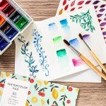 30 Sheets Watercolor Paper Pad, A5 (8.3 x 5.8) Cold Press Watercolor Paper, 140 lb/300 GSM Tearable Water Color Pad for Art Painting, Drawing, Mixed Media, Stocking Stuffers