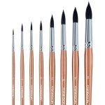 Transon 8pcs Round Watercolor Paint Brush Set Goat Hair for Watercolors,Acrylics,Inks,Gouache,Oil and Tempera