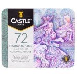 Castle Art Supplies Harmonious Colored Pencil Set | 72 Muted, Wax-Based Soft Core Coloring Pencils for Adult Artists' Relaxation | Presented in Tin Case