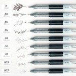 Ohuhu Liquid Fineliner Drawing Pens: 9 Sizes Micro Pens Drawing Pens Pigment Black Ink Water-proof Alcohol-proof Assorted Point Tips Smooth Writing Sketching Journaling Anime Artist Beginners - Kohala