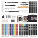 HIFORNY 100 PCS Drawing & Sketching Set, Professional Art Supplies with Graphite,Charcoal, Colored,Watercolor,Metallic Pencils,Blending Tools,Sketchbook and Coloring Book in Zipper Case (Black)