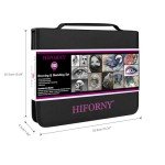 HIFORNY 100 PCS Drawing & Sketching Set, Professional Art Supplies with Graphite,Charcoal, Colored,Watercolor,Metallic Pencils,Blending Tools,Sketchbook and Coloring Book in Zipper Case (Black)