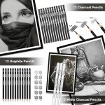 HIFORNY 100 PCS Drawing & Sketching Set, Professional Art Supplies with Graphite,Charcoal, Colored,Watercolor,Metallic Pencils,Blending Tools,Sketchbook and Coloring Book in Zipper Case (Black)