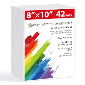 Simetufy 42 Pack Canvas Boards for Painting 8 x 10 inch Canvas Panels Blank - Gesso Primed Acid-Free 100% Cotton for Acrylics Oil Watercolor Tempera Paints