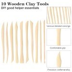 10Pcs Wooden Clay Sculpting Tools, 6.2'' Smooth Double Ended Clay Modeling Tools, Polymer Clay Tools Sculpting, Wood Pottery Clay Tool Kit for Ceramics Soap Playdough Carving Supplies