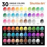 Shuttle Art 30 Colors Cute Journal Pens 0.6mm Fine Point Colored Gel Pens for Black Paper Adult Coloring Writing Drawing Journaling Note Taking School Office Home