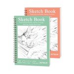 DSTELIN 2 Pack Hardcover Sketchbooks, 7.5x5.1 Inch Spiral Sketch Book for Sketching, Drawing, Painting, 50 Sheets per Pack, Pink and Green