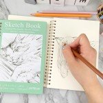 DSTELIN 2 Pack Hardcover Sketchbooks, 7.5x5.1 Inch Spiral Sketch Book for Sketching, Drawing, Painting, 50 Sheets per Pack, Pink and Green