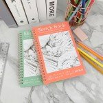 DSTELIN 2 Pack Hardcover Sketchbooks, 7.5x5.1 Inch Spiral Sketch Book for Sketching, Drawing, Painting, 50 Sheets per Pack, Pink and Green