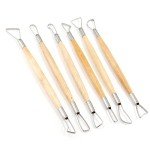 Suiwotin 6pcs Double-Sided Clay Sculpting Tools, Wooden Handle Ribbon Clay Tools, Pottery Trimming Tool, Clay Wire Loop Sculpture Set for Ceramic, Wax Carving Modeling