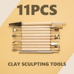11PCS Wooden Clay Tool Set, Double-Head Ceramic Modeling Tool, Pottery Sculpting Tools for Carving, Molding, Cutting, Trimming, Pottery Wheel, Crafting Supplies, Beginners, Adults, Students