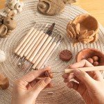 11PCS Wooden Clay Tool Set, Double-Head Ceramic Modeling Tool, Pottery Sculpting Tools for Carving, Molding, Cutting, Trimming, Pottery Wheel, Crafting Supplies, Beginners, Adults, Students
