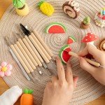 11PCS Wooden Clay Tool Set, Double-Head Ceramic Modeling Tool, Pottery Sculpting Tools for Carving, Molding, Cutting, Trimming, Pottery Wheel, Crafting Supplies, Beginners, Adults, Students