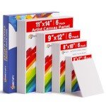 Simetufy 24 Pack Canvas Boards for Painting 6Pcs of Each 5x7, 8x10, 9x12, 11x14 Inch, Flat Paint Canvas Panels for Kids, for Oil Acrylic Watercolor, Gift Box Set