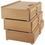 Creative Mark Pastel Storage Box, 3 Drawer Wood Box with Foam Lining, Sturdy and Stackable Art and Craft Supplies Storage Box for Artist Tools, Pens, Pencils and More, Natural Finish