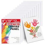 BAKEYBA Canvas Boards for Painting 12 Pack, 8x10 Inch Small Canvas Panels for Kids, 100% Cotton White Blank for Acrylics Oil Watercolor Tempera Paints