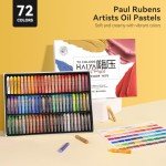 Paul Rubens Oil Pastels Set - 72 Vibrant Colors, Ultra-Soft and Creamy Texture, Easy to Blend for Artists and Beginners - Bullet Head Design for Drawing, Painting, Sketching