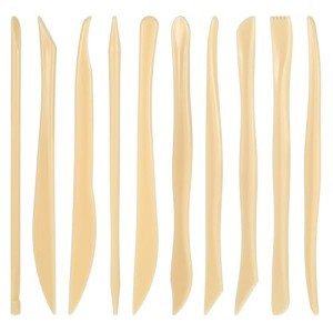 AOZUO 10PCS Double-Ended Clay Sculpting Tools, Plastic Polymer Clay Modeling Tools Ceramic Pottery Carving Tools for Cutting Embossing Smoothing Shaping Molding