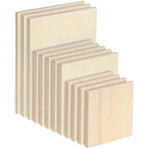 Wood Canvas Boards Unfinished Wooden Panel Boards Paint Pouring Panels for Painting Drawing Home Decor(12 Pieces,3 Sizes)