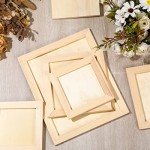 Wood Canvas Boards Unfinished Wooden Panel Boards Paint Pouring Panels for Painting Drawing Home Decor(12 Pieces,3 Sizes)