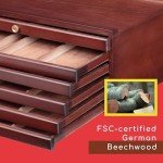 MEEDEN 6-Drawer Wood Artist Supply Storage Box, Portable Beechwood Multifunctional Pencil Brush Organizer Wood Box with Drawer&Compartments for Pastels, Pencils, Pens, Makeup Brushes(Mahogany Color)