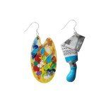 Artist Earrings,Made of real paint Tube,Unique Paint Palette Dangle Earrings for Women Girls Artist Gift,Painter Teacher Art Gifts (Blue paints + palette)