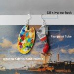Artist Earrings,Made of real paint Tube,Unique Paint Palette Dangle Earrings for Women Girls Artist Gift,Painter Teacher Art Gifts (Blue paints + palette)