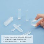 INFUNLY Clear Reusable modeling clay - 10pcs Transparent Moulding Tools, Hot Water Clear Modeling Perfect for Short Clay Projects, 2.9x2.9 Inch with Storage Box
