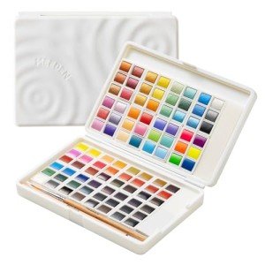 MEEDEN Watercolor Paint Set 96 Colors in Portable Box, Paint Kit with Brush, Palette, Art Supplies, Customizable Color Blocks, Bright Watercolors Travel Set for Adult Teens Beginner Amateur Artists