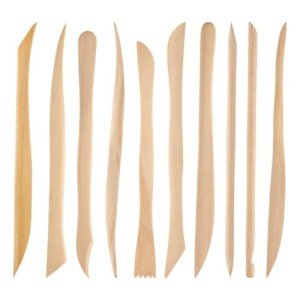JIYIN 10 Piece Wooden Clay Sculpting Tool, 6'' Double Ended Ceramic Wooden Clay Modeling Sculpture Tool Polymer Pottery Dough Modeling Tool Kit for Cutting Carving Detailing and Smoothing