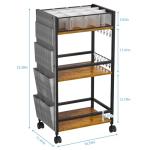 3 Tier Rolling Craft Cart & Art Cart | Side Partitioned Paint Brush Holder | Art Supply Storage Organizer with Wheels | Rolling Storage Cart for Standing Desk, Drawing & Craft Room, DIY Workshop,Gift