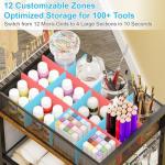 3 Tier Rolling Craft Cart & Art Cart | Side Partitioned Paint Brush Holder | Art Supply Storage Organizer with Wheels | Rolling Storage Cart for Standing Desk, Drawing & Craft Room, DIY Workshop,Gift