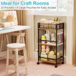 3 Tier Rolling Craft Cart & Art Cart | Side Partitioned Paint Brush Holder | Art Supply Storage Organizer with Wheels | Rolling Storage Cart for Standing Desk, Drawing & Craft Room, DIY Workshop,Gift