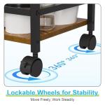 3 Tier Rolling Craft Cart & Art Cart | Side Partitioned Paint Brush Holder | Art Supply Storage Organizer with Wheels | Rolling Storage Cart for Standing Desk, Drawing & Craft Room, DIY Workshop,Gift