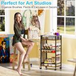 3 Tier Rolling Craft Cart & Art Cart | Side Partitioned Paint Brush Holder | Art Supply Storage Organizer with Wheels | Rolling Storage Cart for Standing Desk, Drawing & Craft Room, DIY Workshop,Gift