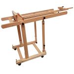 Mont Marte Tilting Studio Wooden Floor Easel. Height Adjustable Extra Large H-Frame Featuring a Large Tilt Range. Castor Wheels Allow Easy Movement and Can Be Locked into Place.