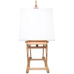 Mont Marte Tilting Studio Wooden Floor Easel. Height Adjustable Extra Large H-Frame Featuring a Large Tilt Range. Castor Wheels Allow Easy Movement and Can Be Locked into Place.