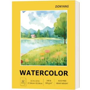 Watercolor Paper Pad, 11"x14" Water Color Paper, 140lb/300gsm Artist Painting Drawing Paper Book, Art Supplies for Kids Adults, Watercolors, Watercolor Paint Set, Sketchbook, Journal, Yellow