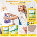 Watercolor Paper Pad, 11"x14" Water Color Paper, 140lb/300gsm Artist Painting Drawing Paper Book, Art Supplies for Kids Adults, Watercolors, Watercolor Paint Set, Sketchbook, Journal, Yellow